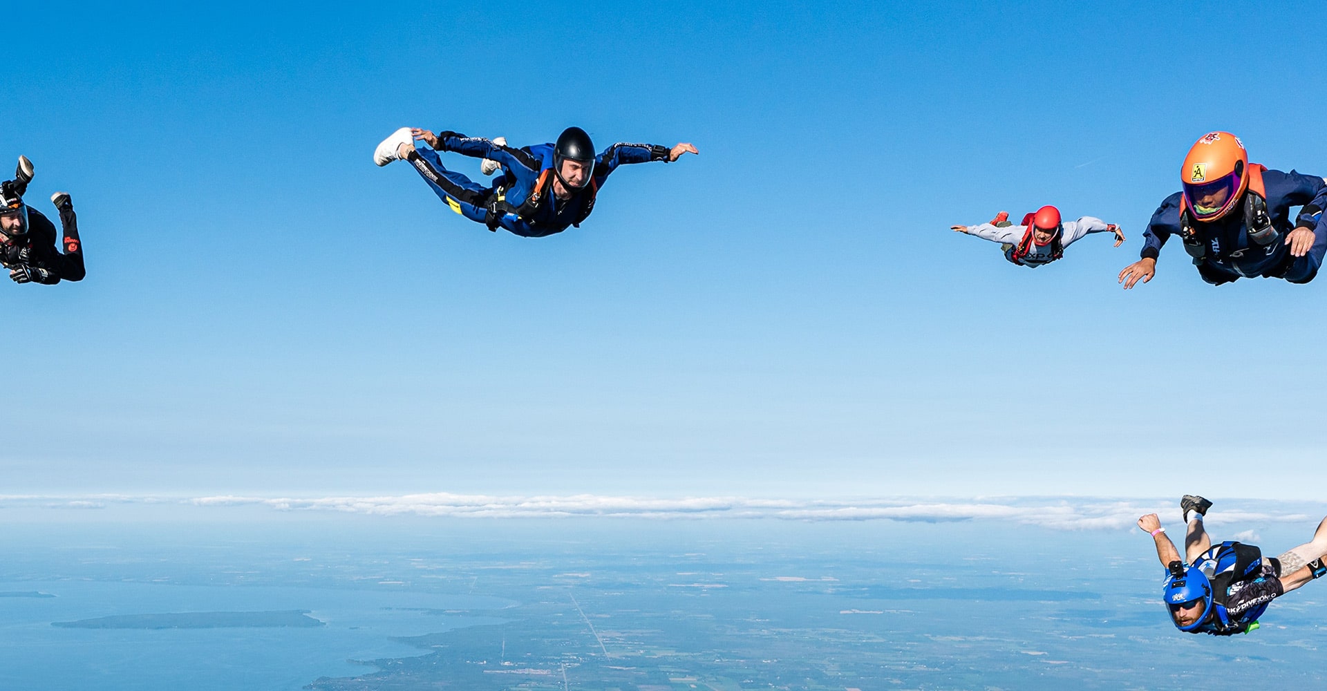 Skydivers in freefall at 9,250 feet